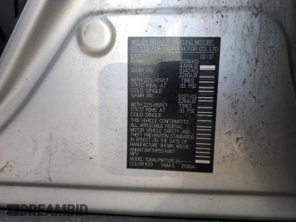 2017 Nissan Rogue S with VIN KNMAT2MT1HP554887, listed as a Copart auction lot 87525385 with 152,953 mi miles and Salvage title. Bid and sale history available at DreamBid. Image 15.
