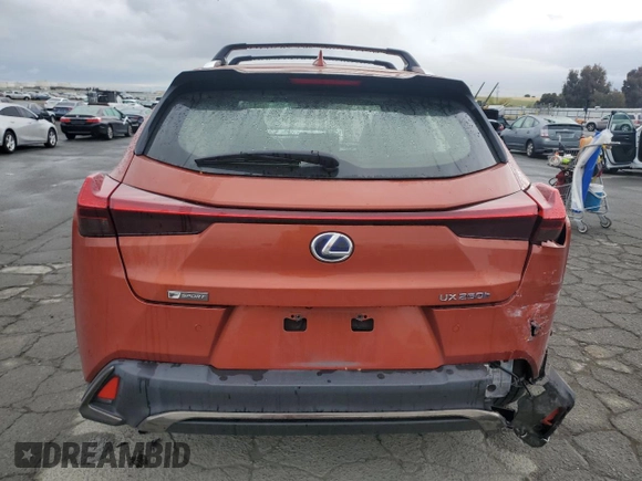 2020 Lexus UX 250h F Sport with VIN JTHR9JBH1L2026913, listed as a Copart auction lot 53477275 with 56,518 mi miles and Salvage title. Bid and sale history available at DreamBid. Image 6.