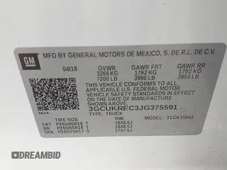 2018 Chevrolet Silverado 1500 LT with VIN 3GCUKREC3JG375591, listed as a IAAI auction lot 40887974 with 72,453 mi miles. Bid and sale history available at carsss.com. Image 9.