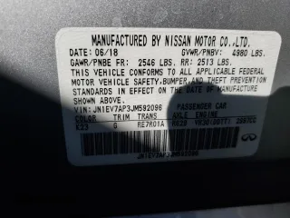 2018 Infiniti Q50 Luxe with VIN JN1EV7AP3JM592096, listed as a Copart auction lot 41879355 with Not Provided miles and Salvage Title. Bid and sale history available at DreamBid. Image 13.