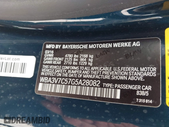 2016 BMW 4 Series 428i z VIN WBA3V7C57G5A28082, wystawiony jako IAAI lot #42438917 z przebiegiem 118 464 mil mil oraz . Historia ofert i sprzedaży dostępna na DreamBid. Obrazek 9.
