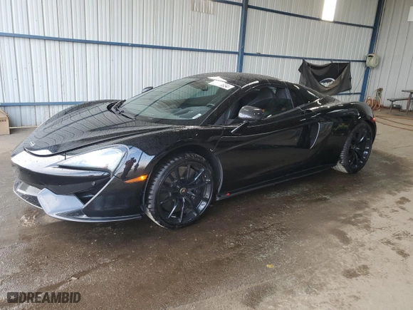 2018 McLaren 570S with VIN SBM13FAA1JW004280, listed as a Copart auction lot 63609654 with 22,596 mi miles and Salvage Title. Bid and sale history available at carsss.com. Image 1.