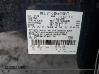 2020 Ford Edge SEL with VIN 2FMPK4J97LBB27033, listed as a Copart auction lot 89184665 with 70,477 mi miles and Salvage Title. Bid and sale history available at carsss.com. Image 14.