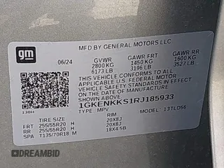 2024 GMC Acadia FWD Elevation z VIN 1GKENKKS1RJ185933, wystawiony jako IAAI lot #41893217 z przebiegiem 17 150 mil mil oraz . Historia ofert i sprzedaży dostępna na DreamBid. Obrazek 9.
