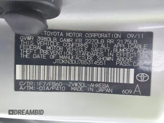 2011 Toyota Prius I with VIN JTDKN3DU7B5314551, listed as a IAAI auction lot 41195940 with 173,826 mi miles. Bid and sale history available at carsss.com. Image 9.