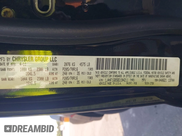 2011 Jeep Patriot Sport with VIN 1J4NF1GB4BD172586, listed as a IAAI auction lot 42234028 with 143,400 mi miles and . Bid and sale history available at DreamBid. Image 9.