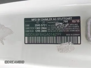 2016 Mercedes-Benz S 550 with VIN WDDXJ8FB4GA014299, listed as a IAAI auction lot 42131508 with 42,357 mi miles and . Bid and sale history available at carsss.com. Image 9.