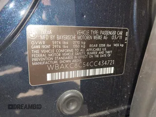 2012 BMW 7 Series 750Li xDrive with VIN WBAKC8C54CC434721, listed as a IAAI auction lot 42115443 with 109,368 mi miles and . Bid and sale history available at DreamBid. Image 9.