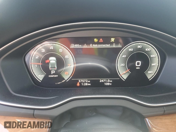 2021 Audi Q5 Premium Plus with VIN WA1BAAFY9M2108985, listed as a Copart auction lot 61656745 with 57,572 mi miles and Salvage title. Bid and sale history available at DreamBid. Image 9.