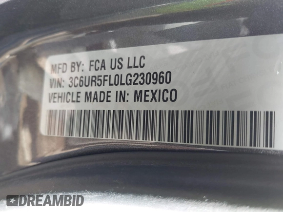 2020 Ram 2500 Laramie z VIN 3C6UR5FL0LG230960, wystawiony jako IAAI lot #42029886 z przebiegiem 61 544 mil mil oraz . Historia ofert i sprzedaży dostępna na DreamBid. Obrazek 9.