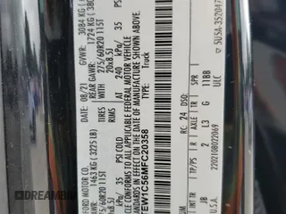 2021 Ford F-150 XL z VIN 1FTEW1C56MFC20358, wystawiony jako Copart lot #58747135 z przebiegiem 112 488 mil mil oraz Szkoda całkowita • Salvage title. Historia ofert i sprzedaży dostępna na DreamBid. Obrazek 12.