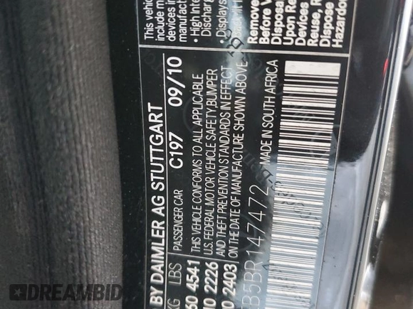 2011 Mercedes-Benz C 300 Sport with VIN WDDGF5EB5BR147472, listed as a Copart auction lot 55598365 with 115,443 mi miles and Salvage Title. Bid and sale history available at DreamBid. Image 12.