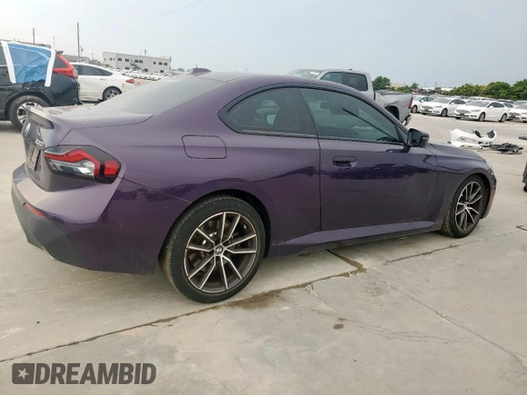 2023 BMW 2 Series 230i with VIN 3MW23CM05P8D73642, listed as a Copart auction lot 57884725 with 5,697 mi miles and Salvage title. Bid and sale history available at DreamBid. Image 3.