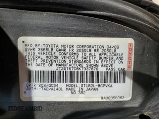 1989 Toyota Celica z VIN JT2ST67C8K7337876, wystawiony jako Copart lot #57918785 z przebiegiem 16 862 mil mil oraz Tytuł czysty. Historia ofert i sprzedaży dostępna na DreamBid. Obrazek 12.