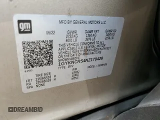 2022 Cadillac XT5 FWD Premium Luxury z VIN 1GYKNCRS4NZ179429, wystawiony jako Copart lot #47180195 z przebiegiem 45 649 mil mil oraz Nie do naprawy • Non repairable. Historia ofert i sprzedaży dostępna na DreamBid. Obrazek 14.