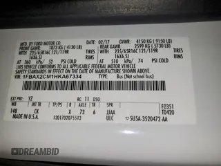 2017 Ford Transit XL z VIN 1FBAX2CM1HKA67334, wystawiony jako Copart lot #53558735 z przebiegiem 55 913 mil mil oraz Szkoda całkowita • Salvage title. Historia ofert i sprzedaży dostępna na DreamBid. Obrazek 13.