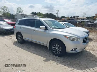 2013 Infiniti JX35 with VIN 5N1AL0MNXDC329872, listed as a IAAI auction lot 41937828 with 122,400 mi miles. Bid and sale history available at carsss.com. Image 1.