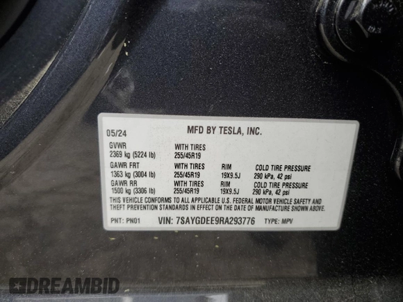 2024 Tesla Model Y Long Range z VIN 7SAYGDEE9RA293776, wystawiony jako Copart lot #51289225 z przebiegiem 12 990 mil mil oraz Szkoda całkowita • Salvage title. Historia ofert i sprzedaży dostępna na DreamBid. Obrazek 12.
