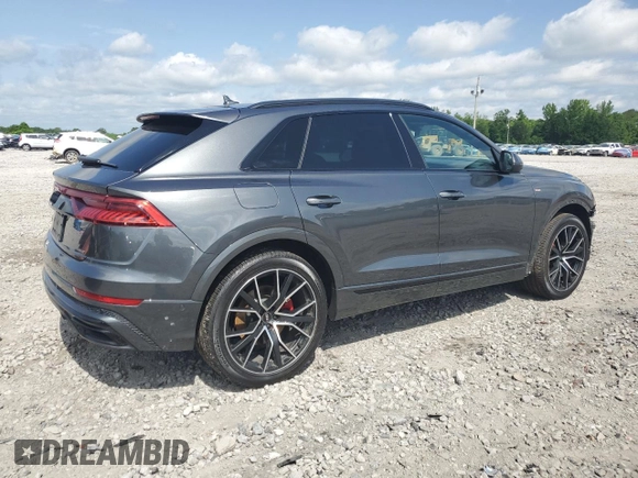 2021 Audi Q8 Prestige with VIN WA1FVAF16MD039587, listed as a Copart auction lot 56030345 with 66,976 mi miles and Salvage title. Bid and sale history available at DreamBid. Image 3.