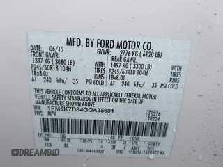 2016 Ford Explorer XLT с VIN 1FM5K7D84GGA35601, выставлен на аукционе IAAI как лот 42066641 с пробегом 59 054 миль миль и . История ставок и продаж доступна на DreamBid. Изображение 9.