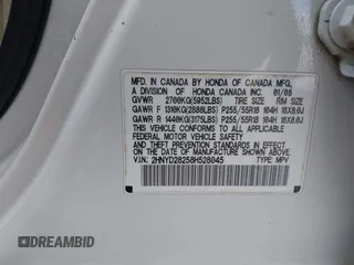 2008 Acura MDX with VIN 2HNYD28258H528045, listed as a IAAI auction lot 41342592 with 242,126 mi miles and . Bid and sale history available at DreamBid. Image 9.