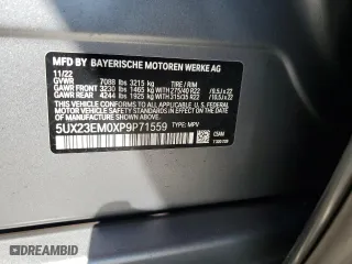 2023 BMW X7 xDrive40i with VIN 5UX23EM0XP9P71559, listed as a Copart auction lot 47809815 with 0 mi miles and Salvage Title. Bid and sale history available at carsss.com. Image 16.