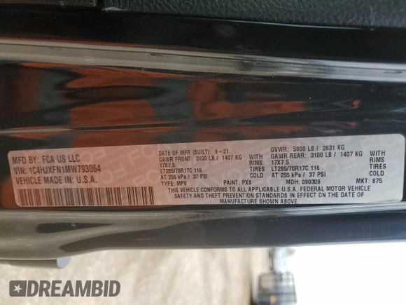 2021 Jeep Wrangler Unlimited Rubicon z VIN 1C4HJXFN1MW793064, wystawiony jako Copart lot #55643305 z przebiegiem 51 944 mil mil oraz Szkoda całkowita • Salvage title. Historia ofert i sprzedaży dostępna na DreamBid. Obrazek 12.