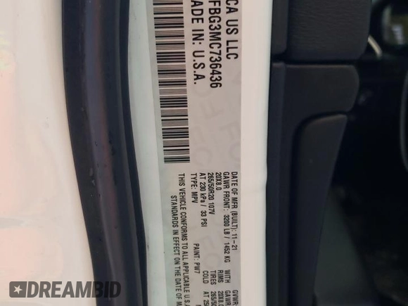 2021 Jeep Grand Cherokee 80th Anniversary with VIN 1C4RJFBG3MC736436, listed as a Copart auction lot 57416065 with 82,896 mi miles and Clean title. Bid and sale history available at DreamBid. Image 13.