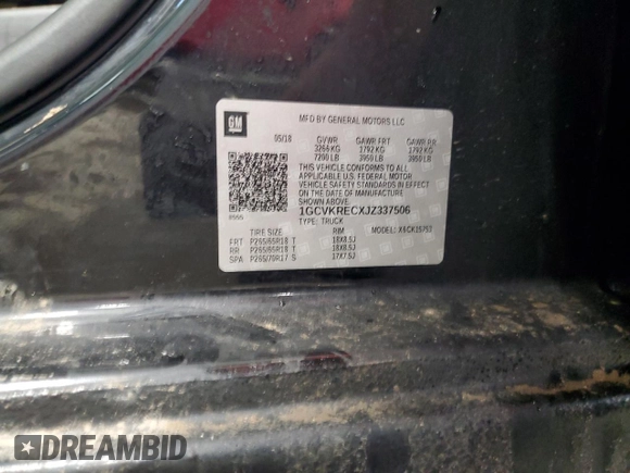 2018 Chevrolet Silverado 1500 LT with VIN 1GCVKRECXJZ337506, listed as a Copart auction lot 44957755 with 110,741 mi miles and Salvage Title. Bid and sale history available at DreamBid. Image 14.