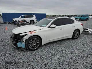 2015 Infiniti Q50 with VIN JN1BV7AP7FM330009, listed as a Copart auction lot 52385955 with 142,322 mi miles and Salvage Title. Bid and sale history available at carsss.com. Image 1.