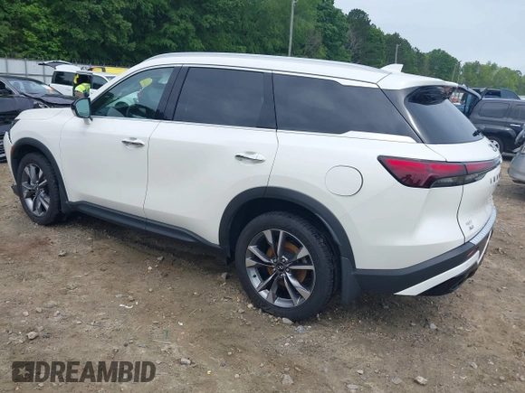 2023 Infiniti QX60 Luxe with VIN 5N1DL1FS7PC348051, listed as a IAAI auction lot 42212530 with 55,207 mi miles and . Bid and sale history available at DreamBid. Image 3.