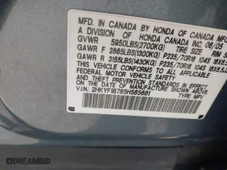 2005 Honda Pilot EX-L with NAVI with VIN 2HKYF18785H565681, listed as a IAAI auction lot 41739543 with 115,549 mi miles. Bid and sale history available at carsss.com. Image 9.