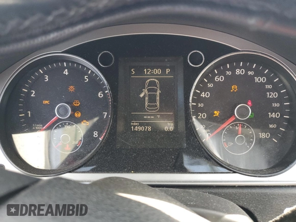 2012 Volkswagen CC Sport with VIN WVWMN7AN6CE516179, listed as a Copart auction lot 69878684 with 149,078 mi miles and Salvage Title. Bid and sale history available at carsss.com. Image 9.