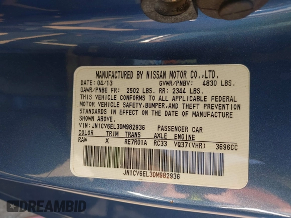 2013 Infiniti G37 x with VIN JN1CV6EL3DM982936, listed as a IAAI auction lot 42048819 with 111,059 mi miles and . Bid and sale history available at carsss.com. Image 9.