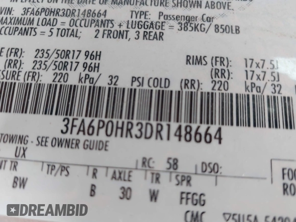 2013 Ford Fusion SE z VIN 3FA6P0HR3DR148664, wystawiony jako IAAI lot #42057963 z przebiegiem 239 120 mil mil oraz . Historia ofert i sprzedaży dostępna na DreamBid. Obrazek 9.