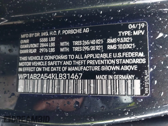 2019 Porsche Macan S с VIN WP1AB2A54KLB31467, выставлен на аукционе IAAI как лот 41554206 с пробегом 45 743 миль миль и . История ставок и продаж доступна на DreamBid. Изображение 9.
