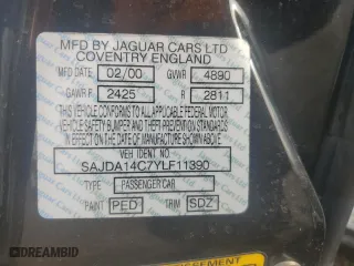 2000 Jaguar XJ with VIN SAJDA14C7YLF11390, listed as a Copart auction lot 73054184 with 0 mi miles and Salvage Title. Bid and sale history available at carsss.com. Image 14.