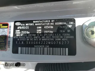 2021 Kia K5 GT-Line with VIN 5XXG64J22MG076277, listed as a Copart auction lot 54786385 with 54,883 mi miles and Non Repairable. Bid and sale history available at carsss.com. Image 13.