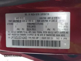 2012 Mazda 5 Grand Touring with VIN JM1CW2DL8C0142483, listed as a IAAI auction lot 42258349 with 144,547 mi miles and . Bid and sale history available at DreamBid. Image 9.