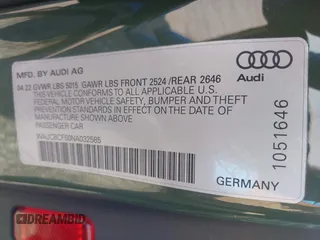 2022 Audi A5 Sportback Premium Plus z VIN WAUCBCF50NA032585, wystawiony jako IAAI lot #42234716 z przebiegiem 38 086 mil mil oraz . Historia ofert i sprzedaży dostępna na DreamBid. Obrazek 9.