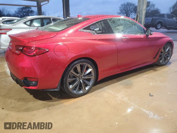 2021 Infiniti Q60 Red Sport 400 with VIN JN1FV7LK0MM530441, listed as a Copart auction lot 45025825 with 17,319 mi miles and Salvage title. Bid and sale history available at DreamBid. Image 3.