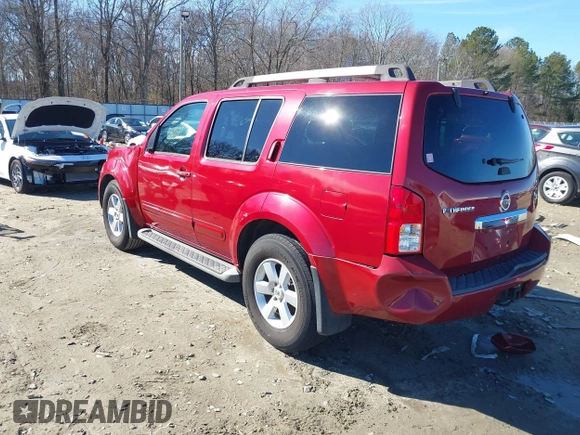 2008 Nissan Pathfinder S with VIN 5N1AR18U98C643086, listed as a IAAI auction lot 41282206 with 134,388 mi miles. Bid and sale history available at carsss.com. Image 3.