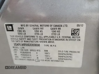 2012 GMC Terrain SLT-2 with VIN 2GKFLWE55C6350698, listed as a Copart auction lot 71160403 with 82,638 mi miles and Salvage title. Bid and sale history available at DreamBid. Image 13.