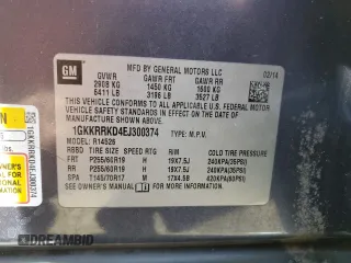 2014 GMC Acadia SLT with VIN 1GKKRRKD4EJ300374, listed as a Copart auction lot 55303765 with 109,151 mi miles and Salvage Title. Bid and sale history available at carsss.com. Image 13.