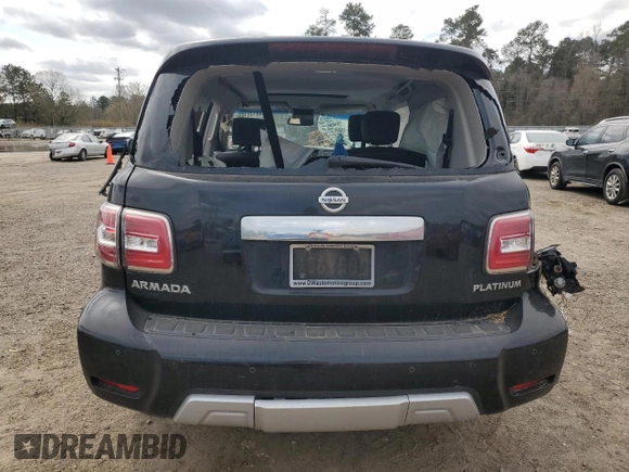 2017 Nissan Armada Platinum with VIN JN8AY2NF8H9301150, listed as a Copart auction lot 48145165 with 121,835 mi miles and Salvage Title. Bid and sale history available at carsss.com. Image 6.
