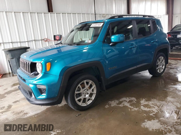 2021 Jeep Renegade Latitude z VIN ZACNJDBB7MPM24975, wystawiony jako Copart lot #61205165 z przebiegiem 63 328 mil mil oraz Szkoda całkowita • Salvage title. Historia ofert i sprzedaży dostępna na DreamBid. Obrazek 1.