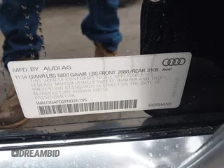 2015 Audi A8 3.0T with VIN WAU3GAFD2FN026195, listed as a IAAI auction lot 42203252 with 146,908 mi miles and . Bid and sale history available at DreamBid. Image 9.