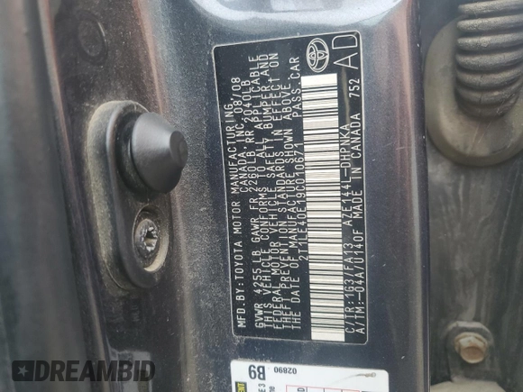 2009 Toyota Matrix S with VIN 2T1LE40E19C010671, listed as a Copart auction lot 63379915 with 184,291 mi miles and Clean title. Bid and sale history available at DreamBid. Image 13.