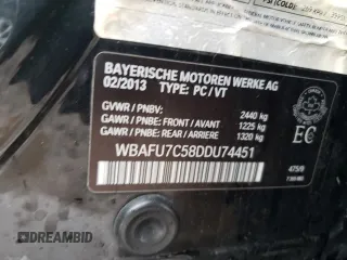 2013 BMW 5 Series 535i xDrive with VIN WBAFU7C58DDU74451, listed as a Copart auction lot 49048544 with 87,021 mi miles and Salvage Title. Bid and sale history available at carsss.com. Image 14.