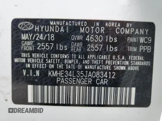 2018 Hyundai Sonata Hybrid Limited with VIN KMHE34L35JA083412, listed as a Copart auction lot 43350195 with 106,217 mi miles and Clean Title. Bid and sale history available at carsss.com. Image 12.